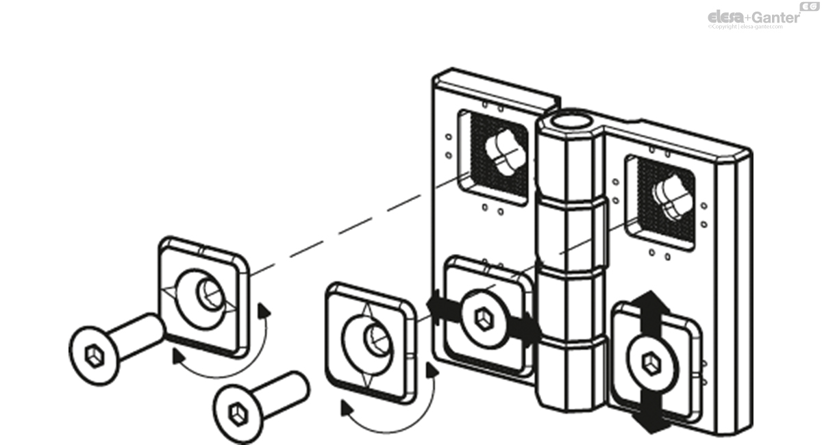 Hinge with adjusting inserts