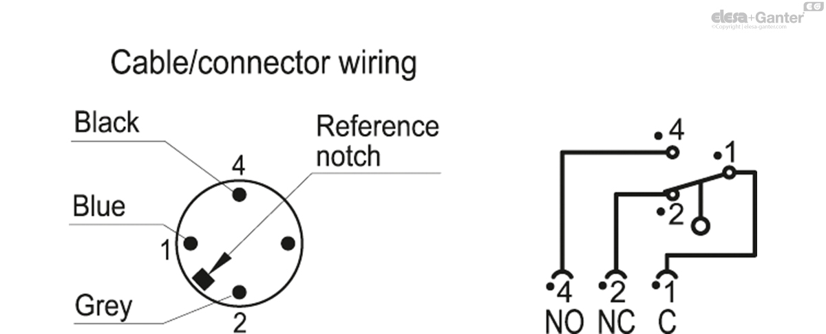 Rear connector, microswitch on the right, starting angle -90°