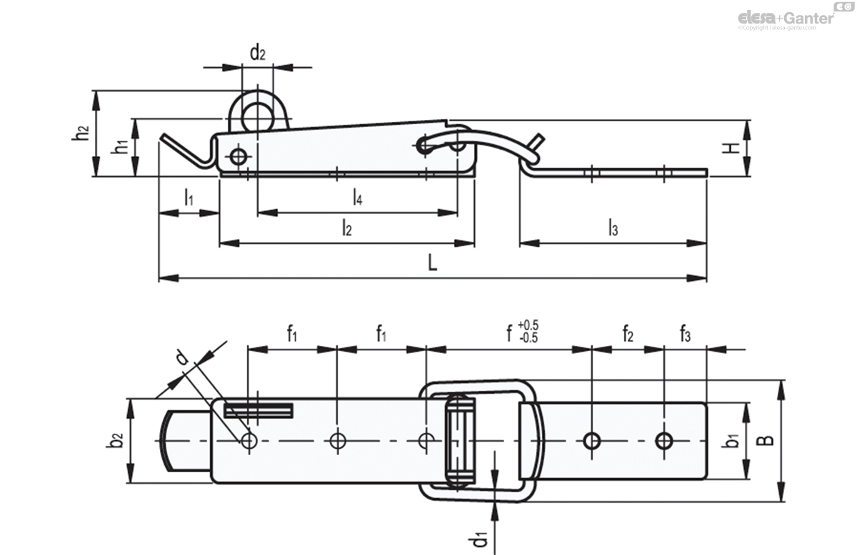 Lever body and bracket in stainless steel
