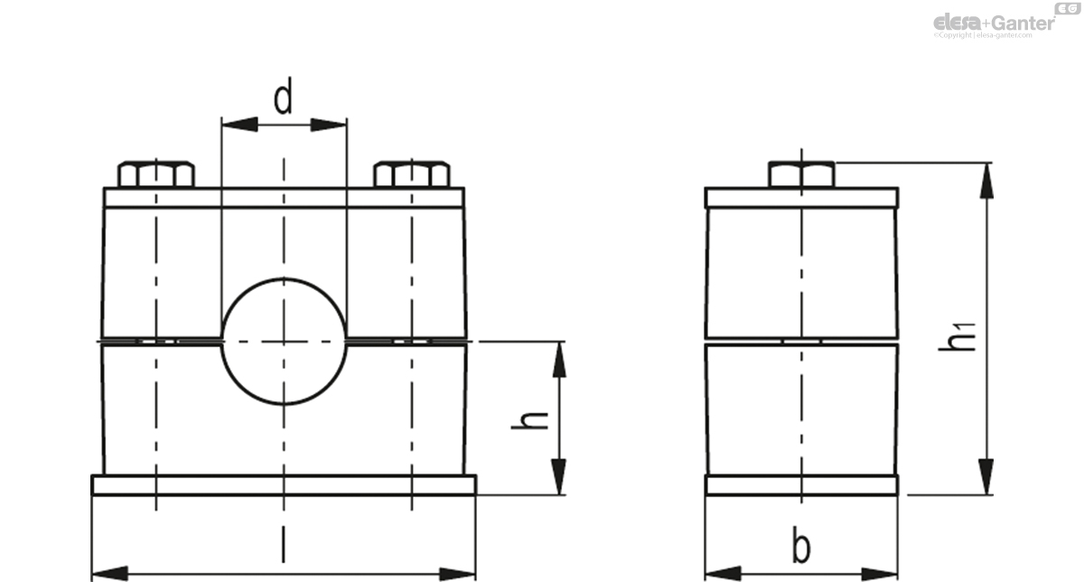 Rohrschellensatz für die Standardbaureihe gemäß DIN 3015-1
