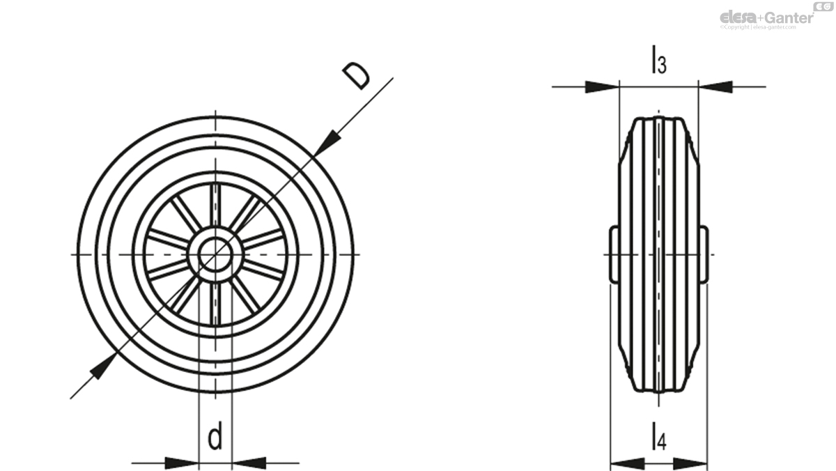 Vulcanised rubber wheels