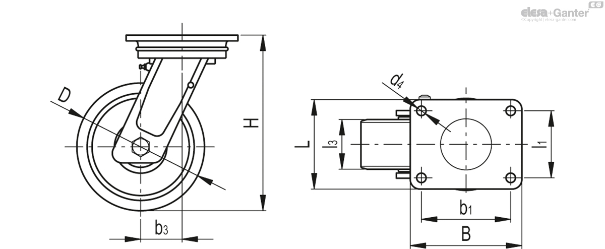 Turning plate bracket, without brake