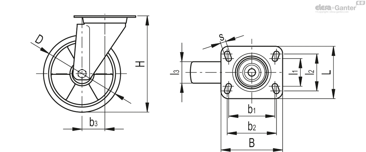 Turning plate bracket, without brake