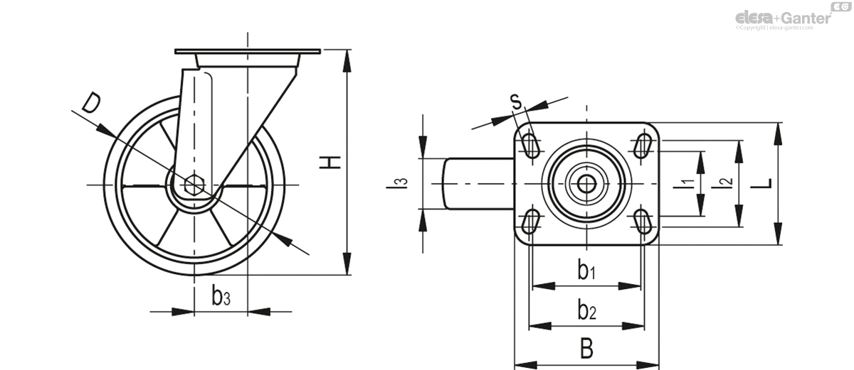 Turning plate bracket, without brake