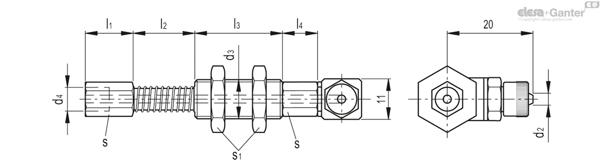 Female threaded connection and L-shaped quick fitting