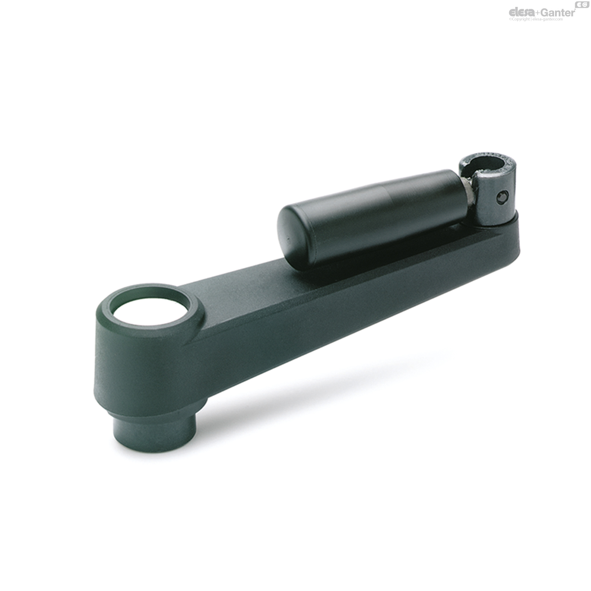 Fold-away handle, drilled hub