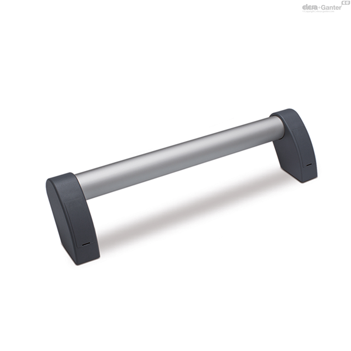 Aluminium-Rohr, eloxiert, Grifffüße grau