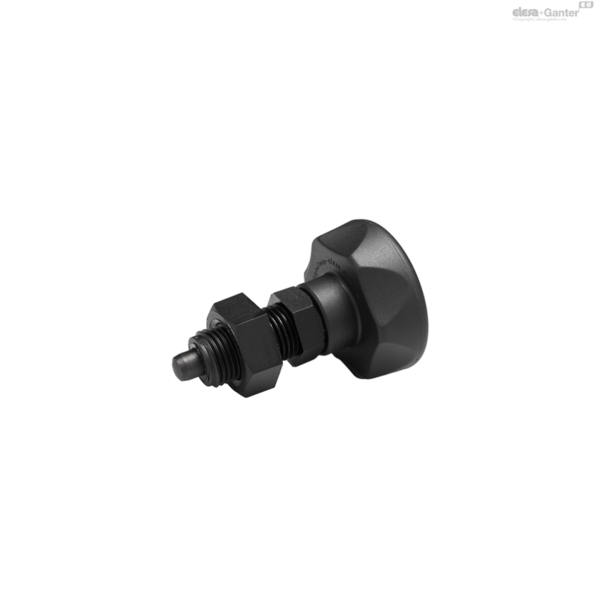 Piston en acier bruni, avec écrou de blocage