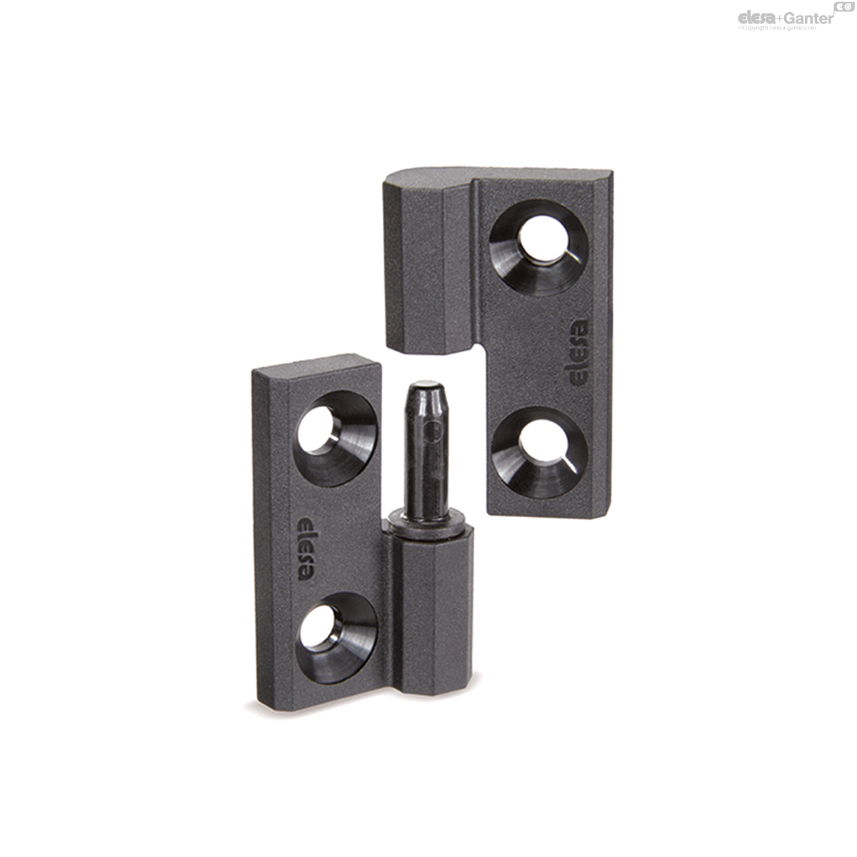 Rotation pin fitted on the left hinge body