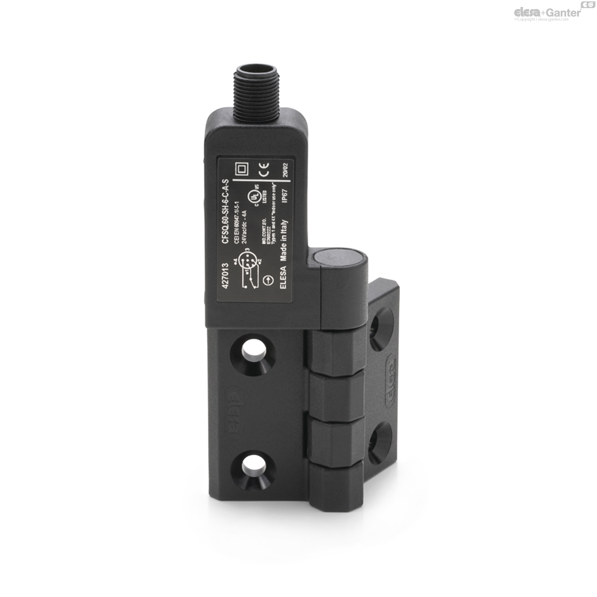 Axial connector, microswitch on the left, starting angle -90°